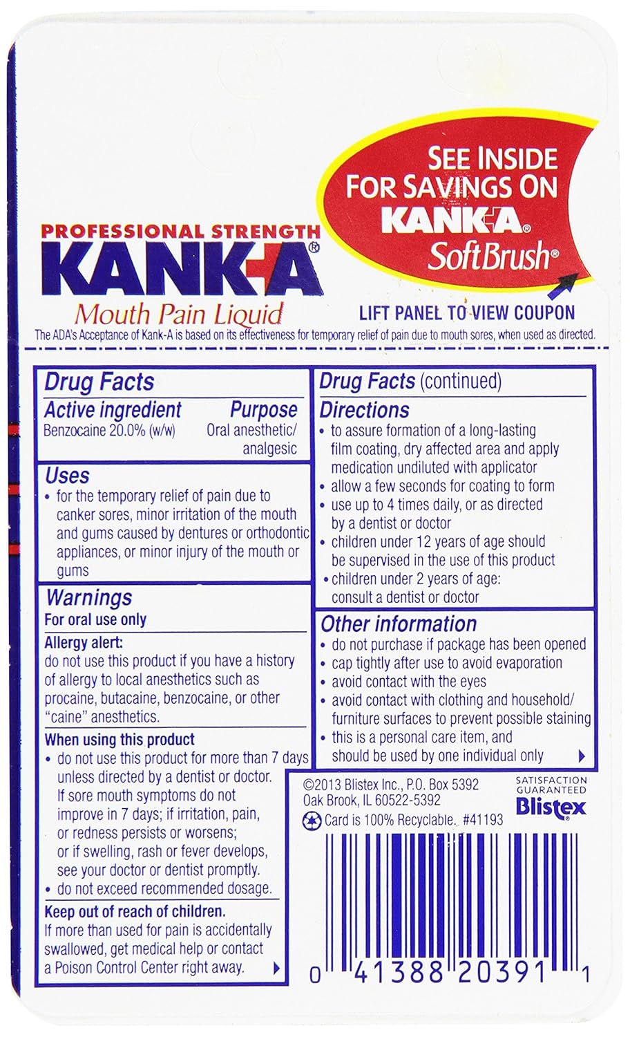 Blistex Kanka Mouth Pain Liquid, Professional Strength, 0.33 oz : Grocery & Gourmet Food