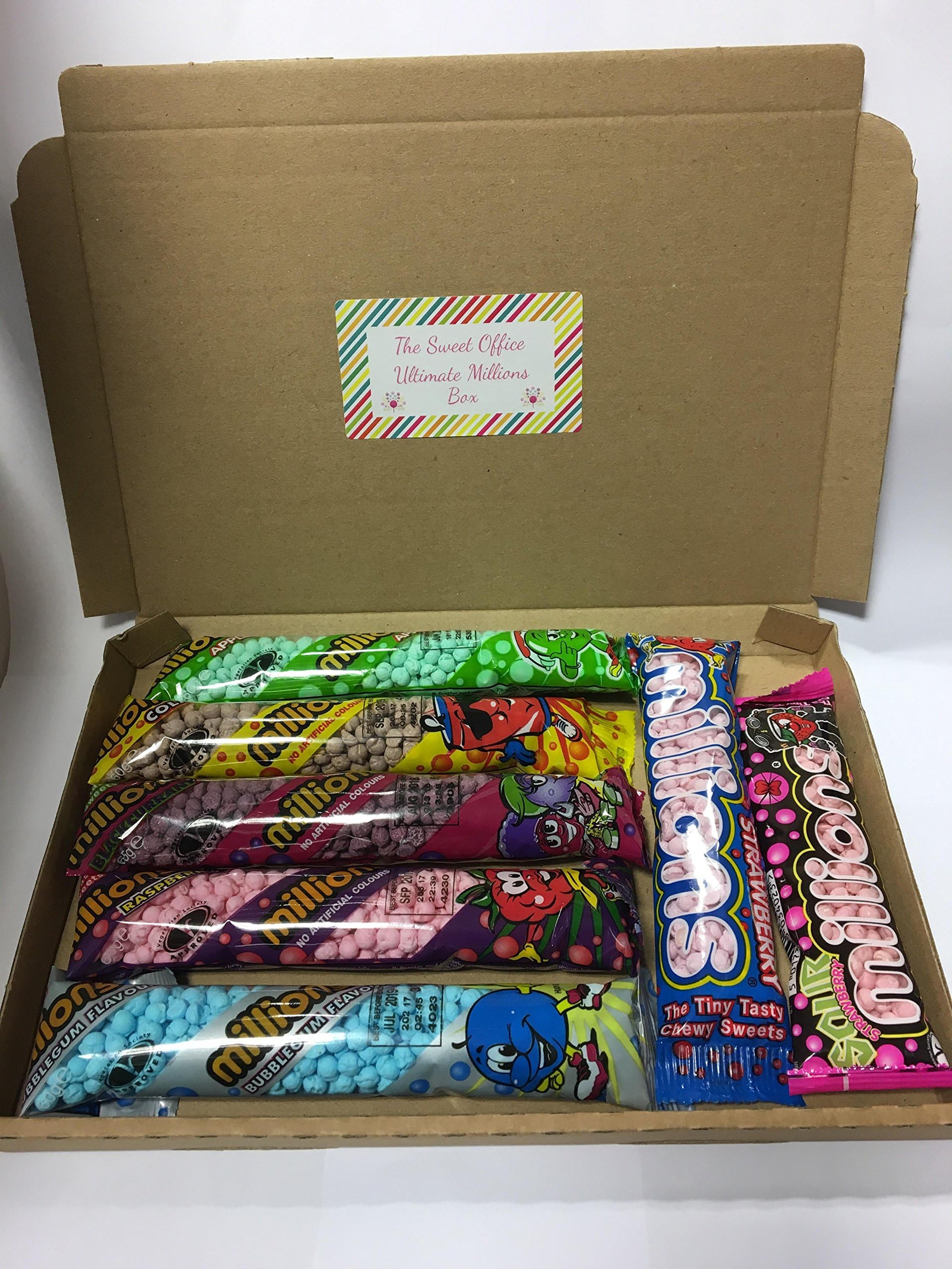 The Ultimate MIllions Selection Box Packed full of all different millions flavours Bubblegum cola and many many more