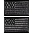 2 Pieces Tactical USA Flag Patch - Black & Gray American Flag US United States of America Military Uniform Emblem Patches