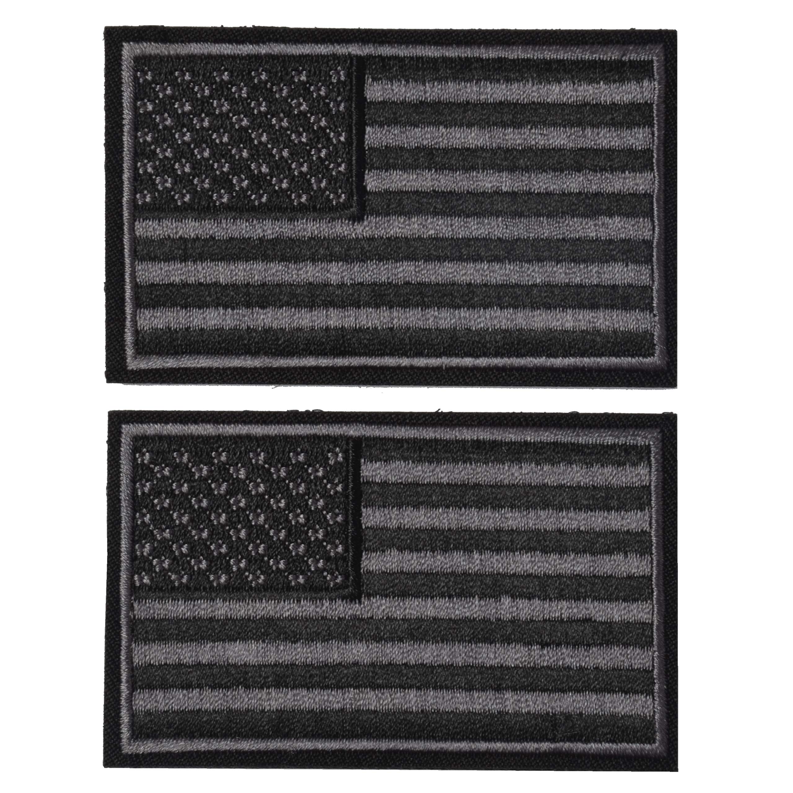 Photo 1 of 2 Pieces Tactical USA Flag Patch - Black & Gray American Flag US United States of America Military Uniform Emblem Patches