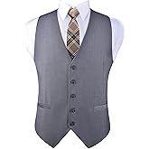 GUSLESON Men's V-Neck Suit Vests Solid Color Formal Slim Fit Business Dress Vest Waistcoat