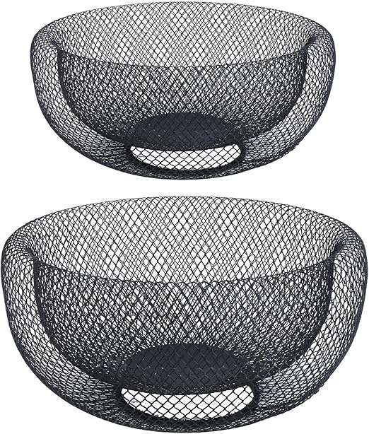 Macosa Ce30654 Deko Schale 2er Set Rund Schwarz Metall Draht Obstkorb Tischdekoration Wohnaccessoire Drahtschale Drahtkorb Deko Korb Tischdeko Amazon De Kuche Haushalt