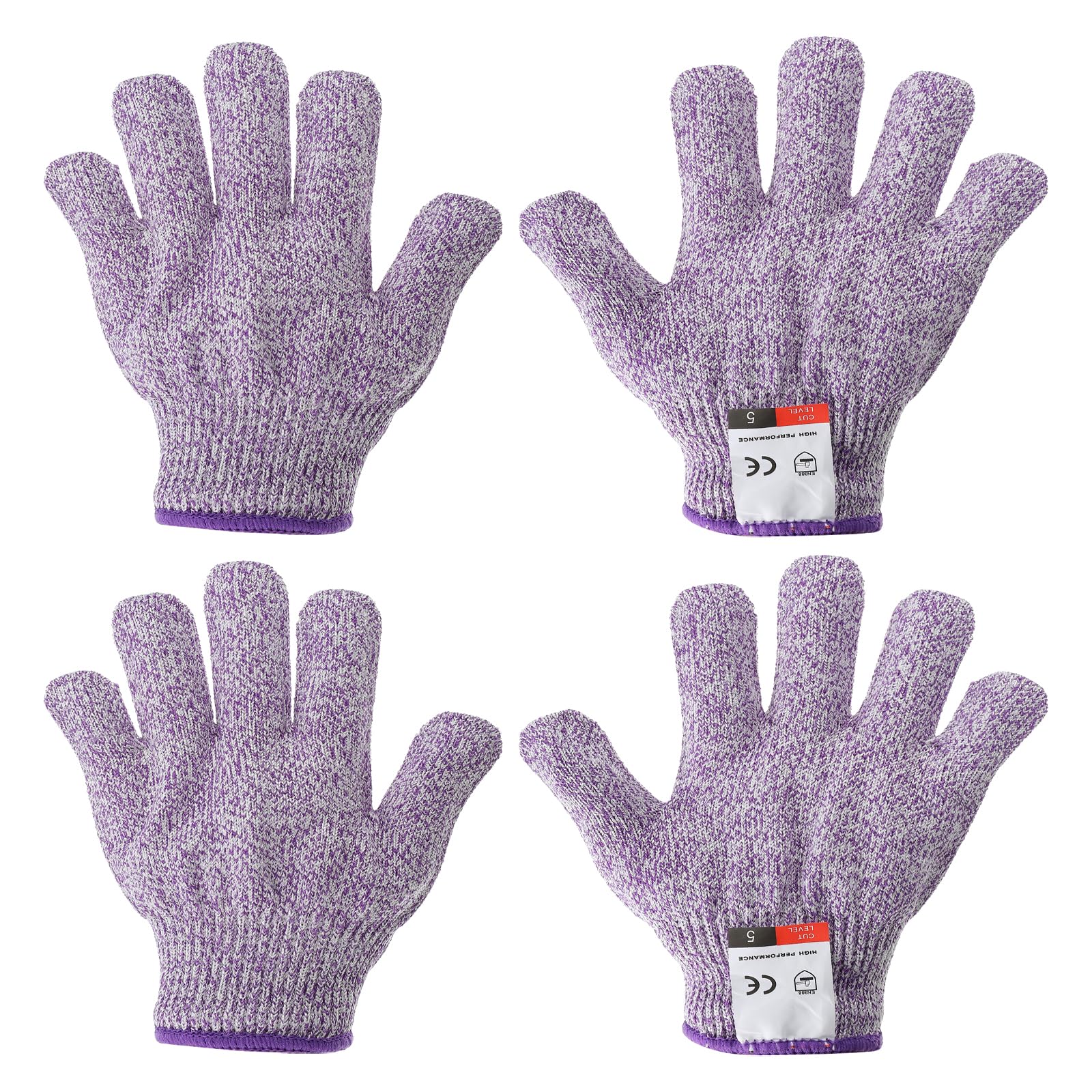 PATIKIL Cut Resistant Gloves, 2 Pair Level 5 Protection X-Small Cutting Gloves, Purple