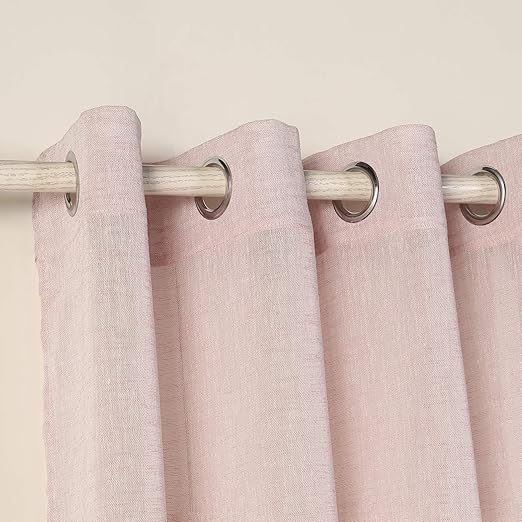 pimpamtex cortina traslucida con 8 ollao 1 unidad x 140x260 para salon habitacion y dormitorio modelo matilda rosa palo