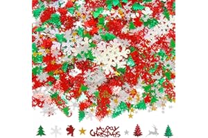FOIMAS 7200pcs Christmas Confetti,Snowflake Santa Claus Metallic Foil Sequins Glitter Table Scatters for Party Decoration