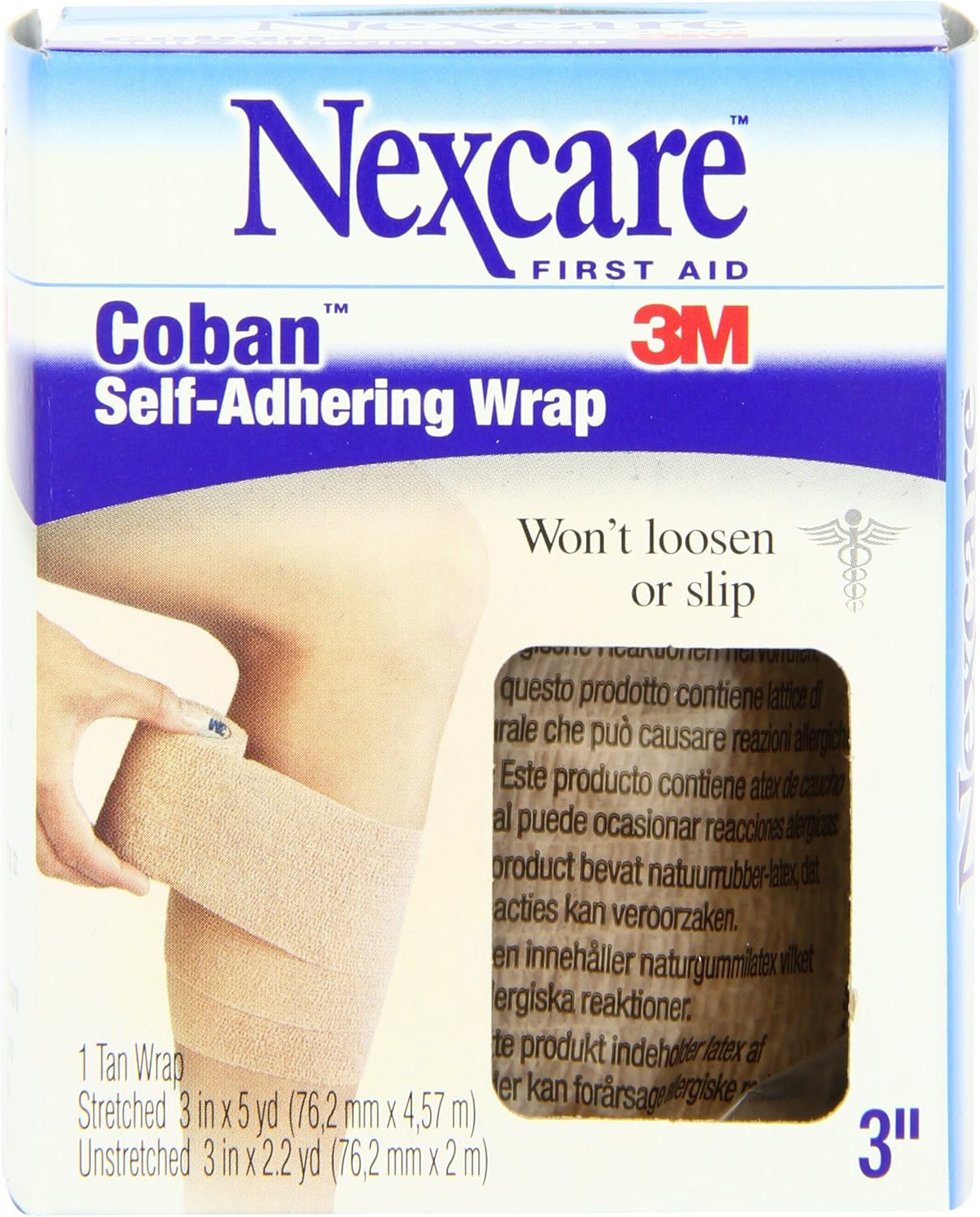 Nexcare Coban SelfAdherent Wrap, 3Inch x 5Yard Roll, 1
