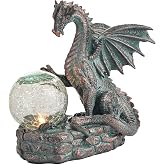TERESA'S COLLECTIONS Bronze Gothic Solar Dragon Resin Garden Statue 6" | Solar Dragon Statue with Bronze Gothic Style Glow | Outdoor Resin Decor for Garden, Yard, Patio | Great Gift for Any Occasion