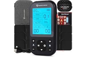 NEOCARBON TENS Unit Muscle Stimulator Pro for Back Pain Relief, Shoulder Recovery and Physical Therapy, Electronic EMS Massager Machine with PMS Pulse for Effective Shock Therapy, Black