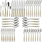 40-Piece Gold Silverware Set Stainless Steel Flatware Set Service for 8 Kitchen Cutlery Utensils Includes Knives Spoons Forks