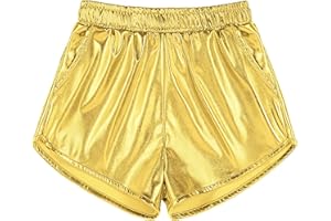 Auranso Girls Metallic Shorts Sparkly Hot Pants Shiny Dance Outfits Short Pants