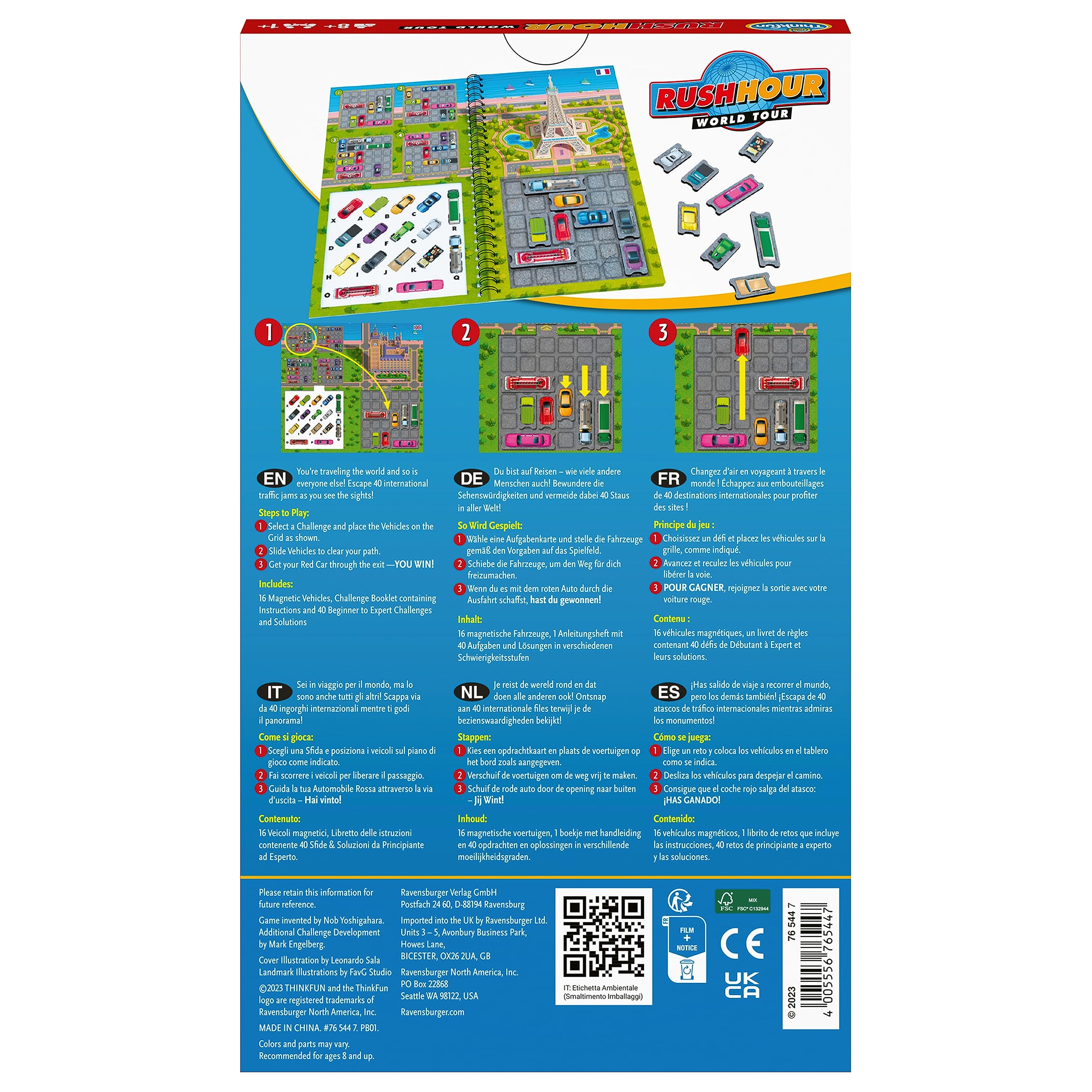 ThinkFun Rush Hour World Tour Magnetic Travel Puzzle - Embark on a Global Adventure of Logic and Strategy in a Compact Travel Edition