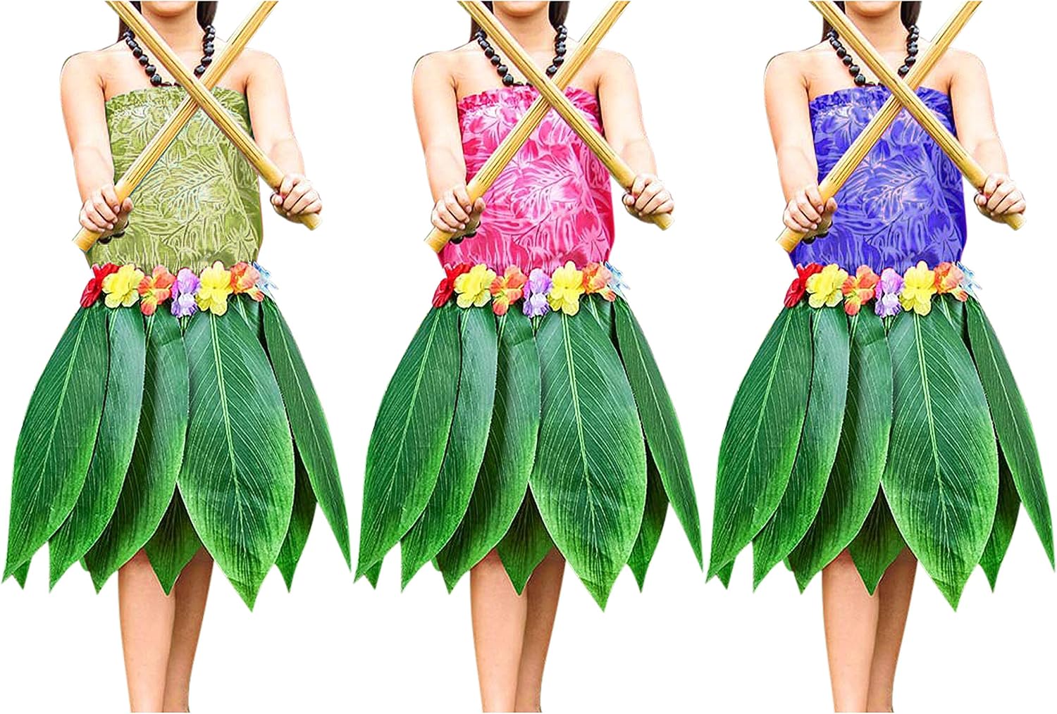 7pcs ensembles hawaïens jupe hawaïenne à fleurs feuilles - Switzerland