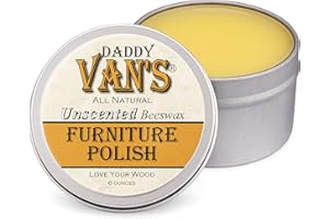 Daddy Van's All Natural Beeswax Furniture Polish – Unscented, Food-Safe Wood Wax for Furniture, Cabinets, Antiques & Butcher Blocks – Non-Toxic, Conditioning & Protective Finish for Wood Surfaces