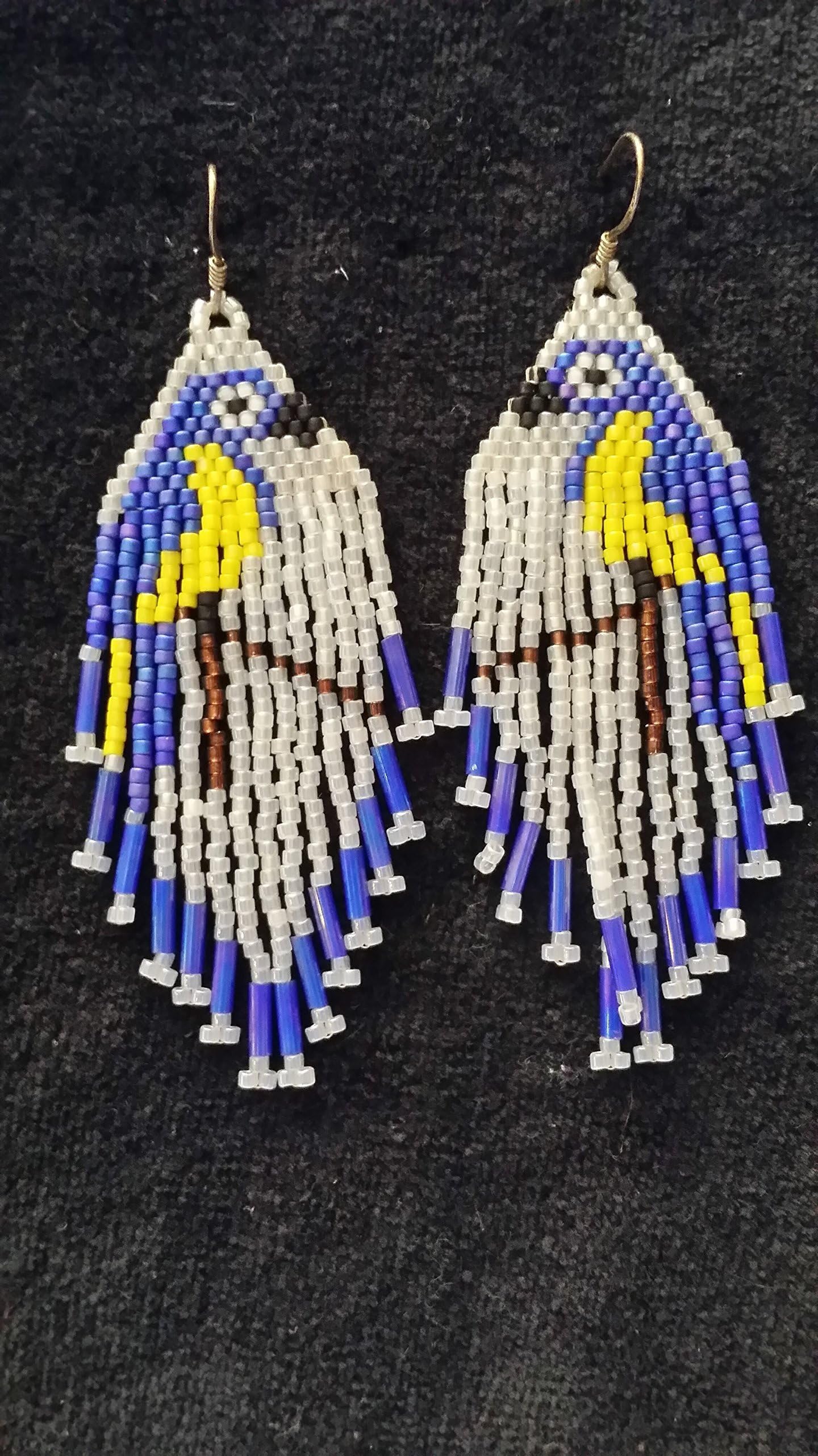 blue and gold macaw earrings
