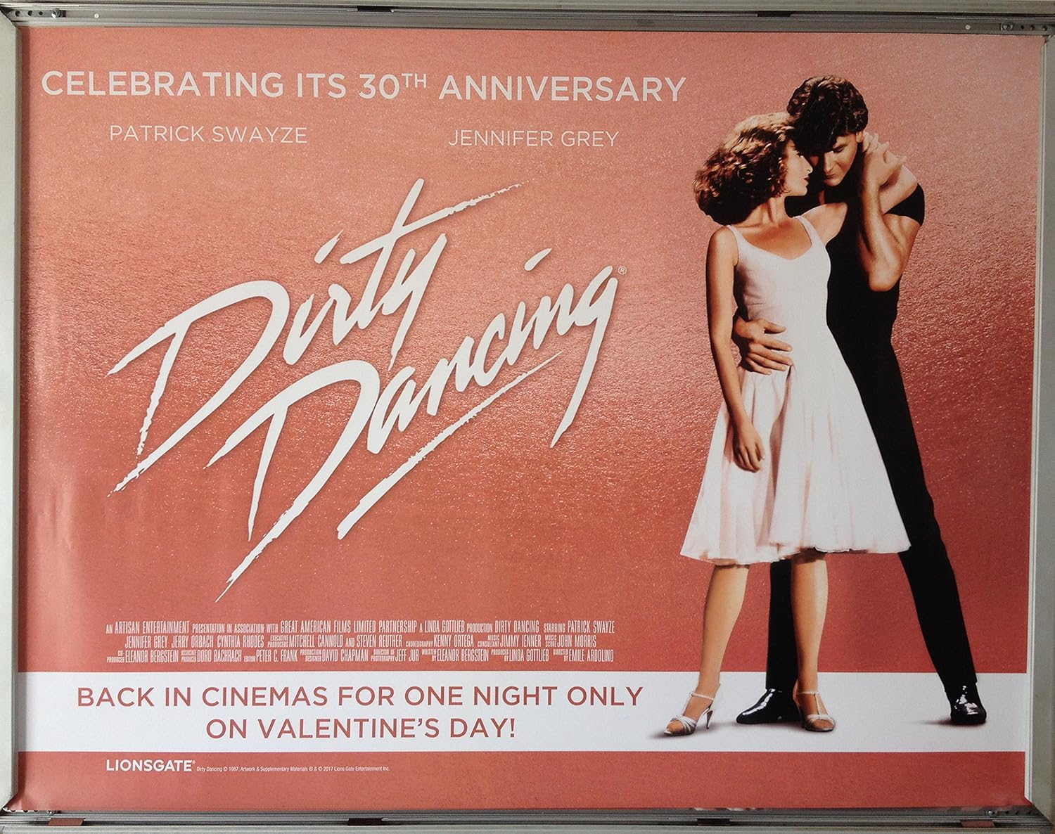 FavouriteFilm Cinema Poster DIRTY DANCING 1987 (2017 Rerelease Quad) Patrick Swayze Jennifer