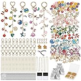 Misdary 800 Pcs Keychain Making Kit Bulk Bag Charm Kit Including 230 Charms 30 Keychain Clips 31 Chains for Lipgloss Keychains Bracelet Earrings Jewelry DIY Craft, Gold
