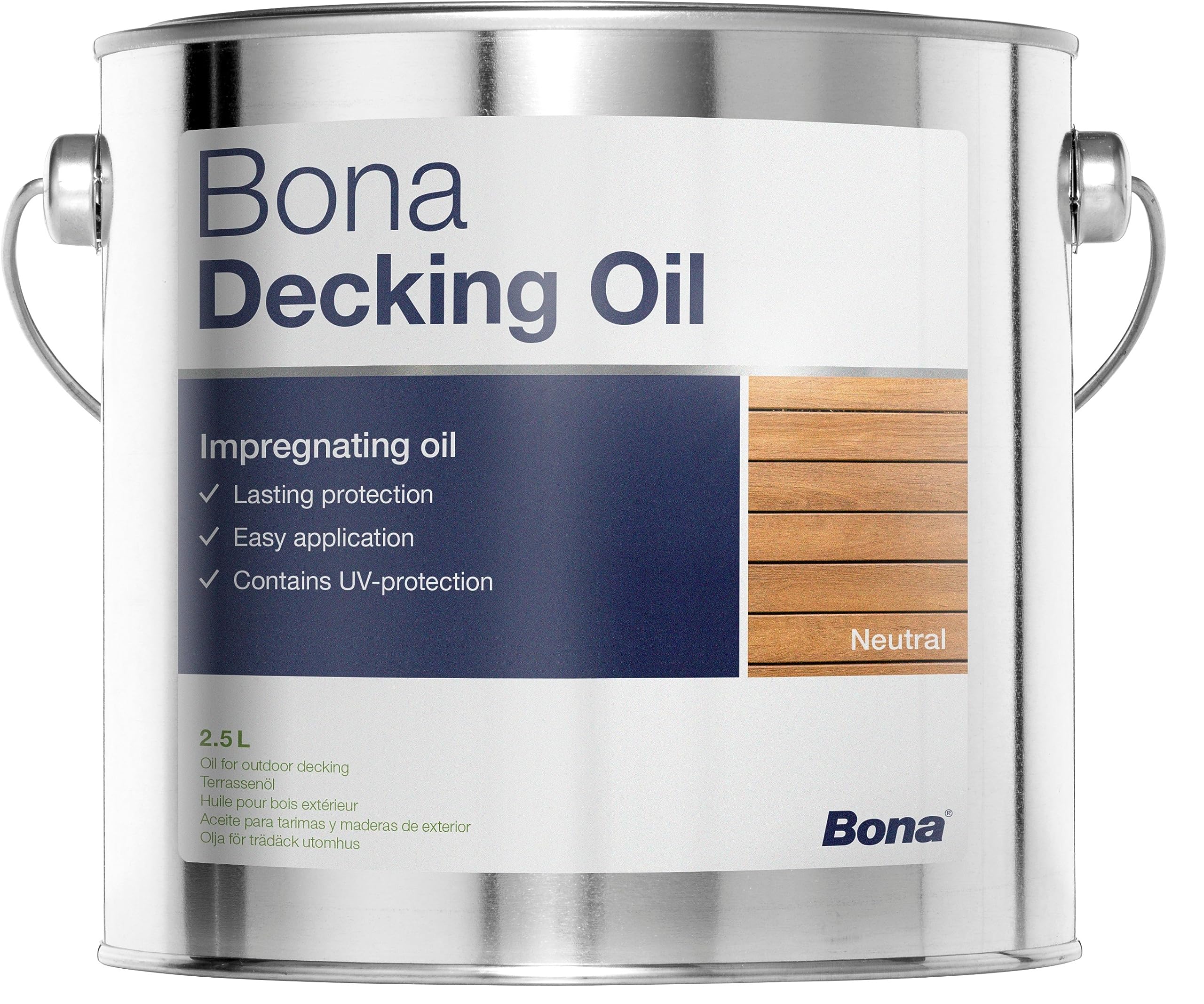 Bona GT551115001 Decking Oil, 2.5L - Superior Protection for Wooden Deckings & Exterior Woodwork, Neutral Clear, Contains UV Protection, Excellent Water Repellence, Lasting Protection, 20 m²/litre