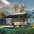 Suncode Manual RV Awning Black Modular Retractable Awning Complete Kit for RV,5th Wheel,Travel Trailers,Toy Haulers,Motorhome RV Trailer Awning for Home or Camper-10x8Ft-Black Fade