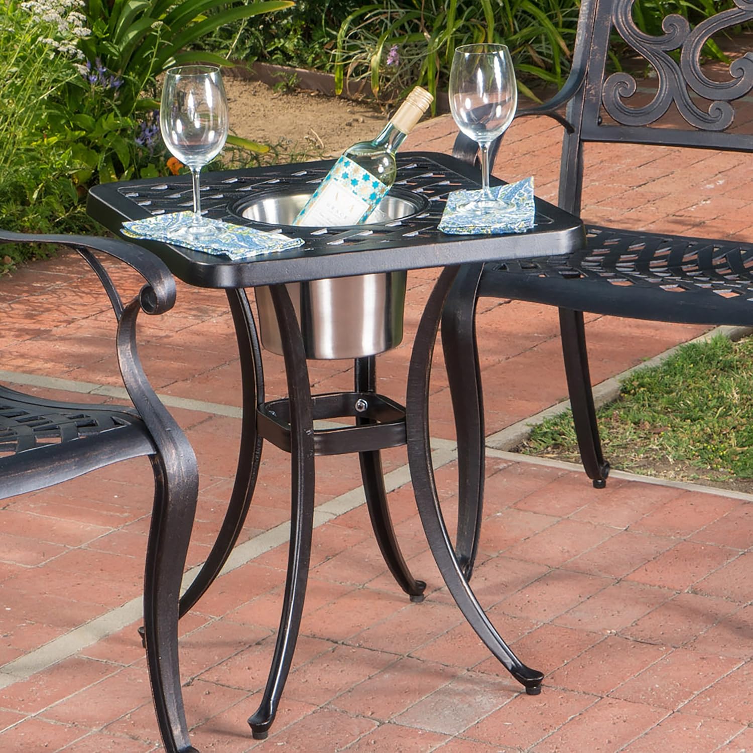 Amazon Com Ariel Outdoor Patina Copper Bistro Table With Ice