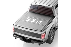 SKEXI Low Profile Tonneau Cover Truck Bed for Ford F150 5.5 ft (67.1") 2015-2025, FRP Truck Bed Cover Locking Drill-Free Install Heavy Duty Aluminum Hard Folding Waterproof Fiberglass Anti-Theft 5.5ft