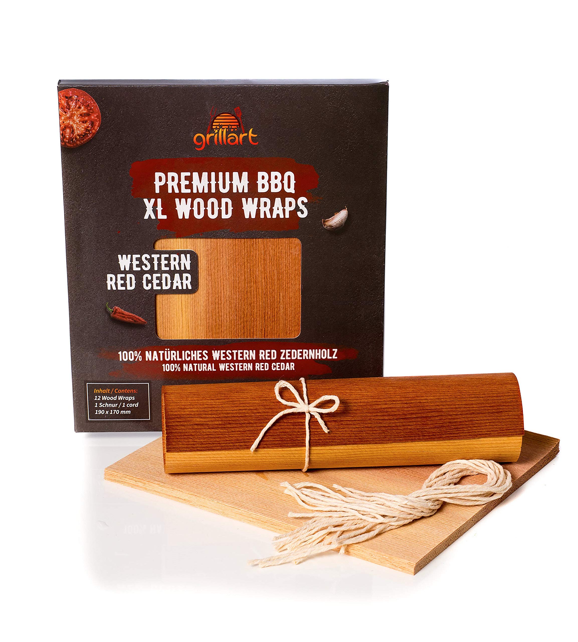 Grillart® Wraps Bois De Cèdre Pour Barbecue - Lot De 12 Feuilles - Parfum Fumé Pour Saumon, Viande, Légumes