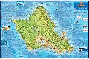 Oahu Hawaii Adventure Map Franko Maps Laminated Poster