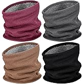 Syhood 4 Pack Winter Fleece Lined Neck Gaiters for Men Women Knitted Thermal Neck Warmer Thick Scarf for Cold Weather