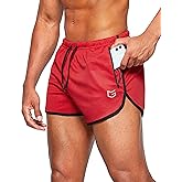 G Gradual Men's Running Shorts 3 Inch Quick Dry Gym Athletic Jogging Shorts with Zipper Pockets