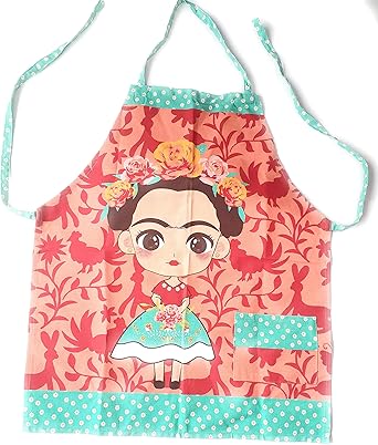 Amazon Com Generic Frida Kahlo Apron Cartoon Style Orange And Turquoise Esmalte73 2 Clothing