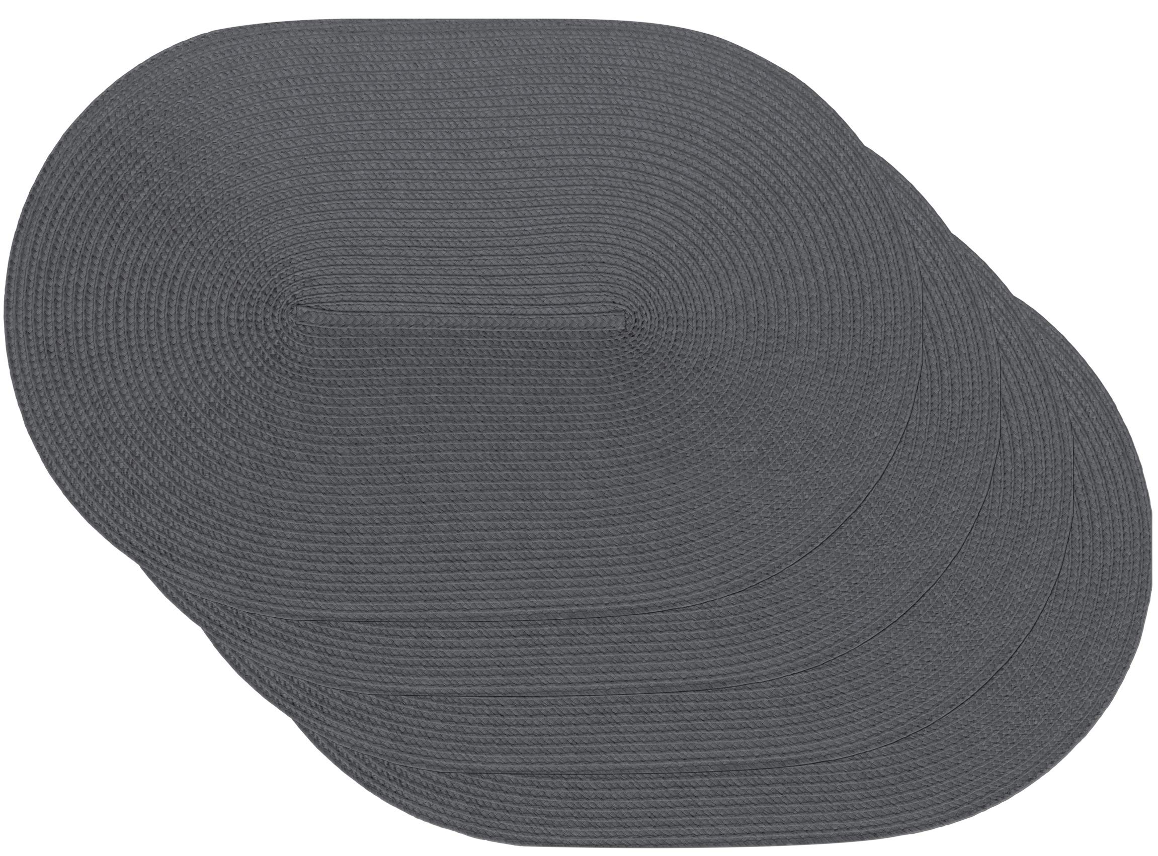 Venilia Place Mat Table Linen Place Mats for Dining Room Woven Oval Pattern Grey Set of 4 Vinyl Food Safe 45 x 30 cm Set of 4 59114