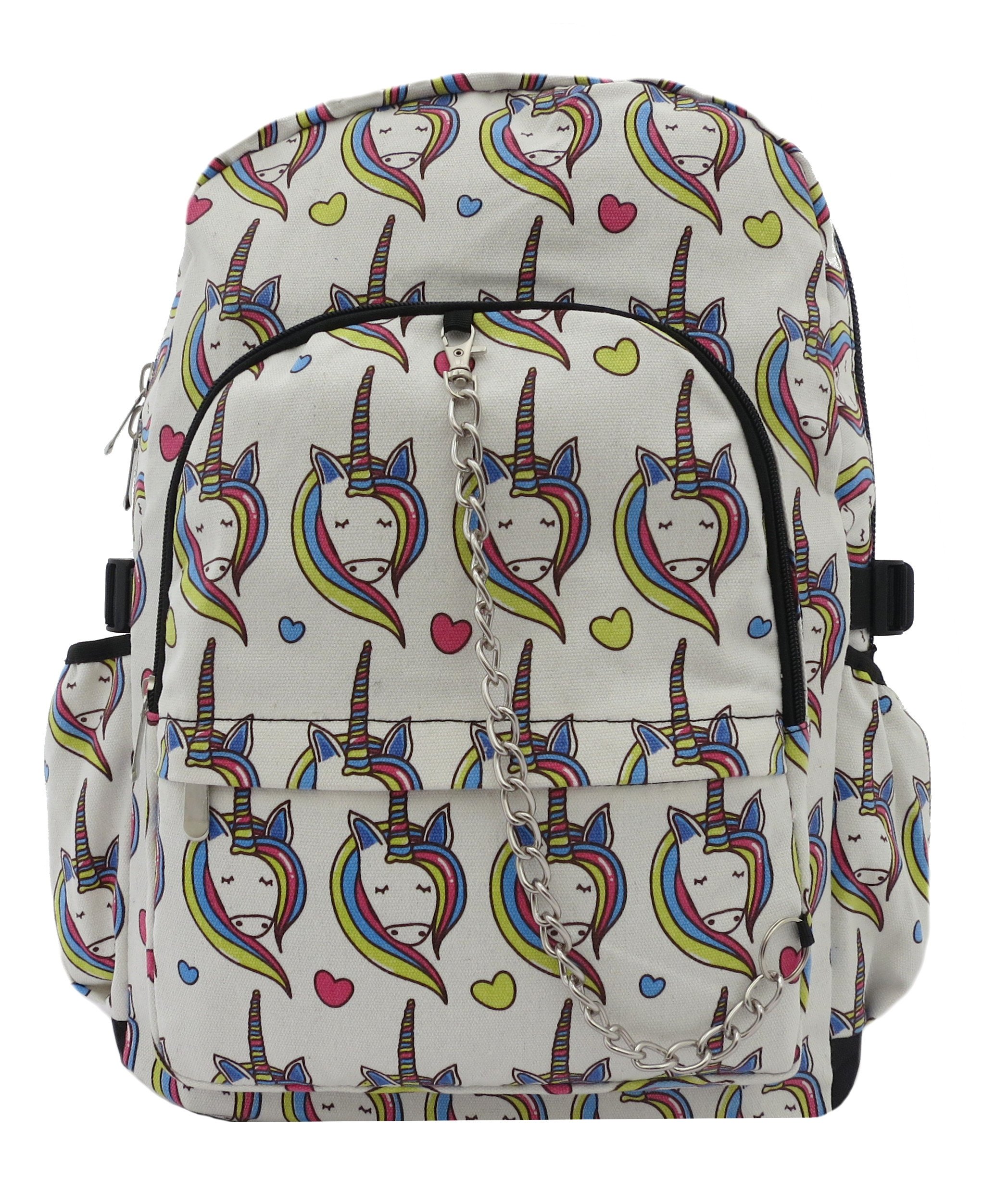 Unicorn White Heart Cool Backpack Rucksack | School College Goth Emo Festival Skull Travel Gym Bag