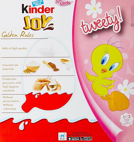Kinder Joy Chocolates for Girls, 24 Pieces x 20g = 480g