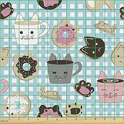Ambesonne Cat and Mouse Fabric by The