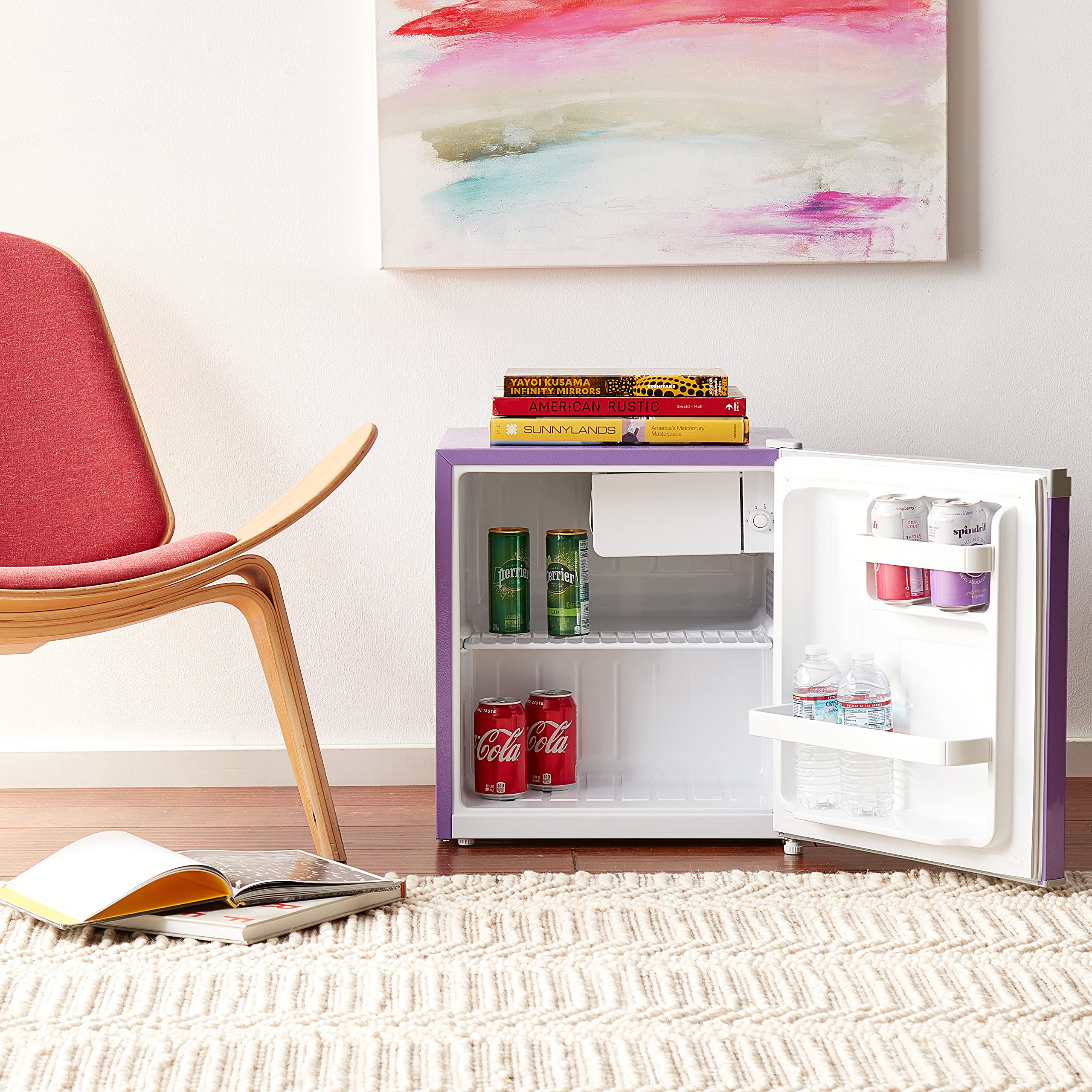 RCA RFR160-Purple Fridge, 1.6 Cubic Feet, Perfect for Skincare, Foods, Medications-Purple