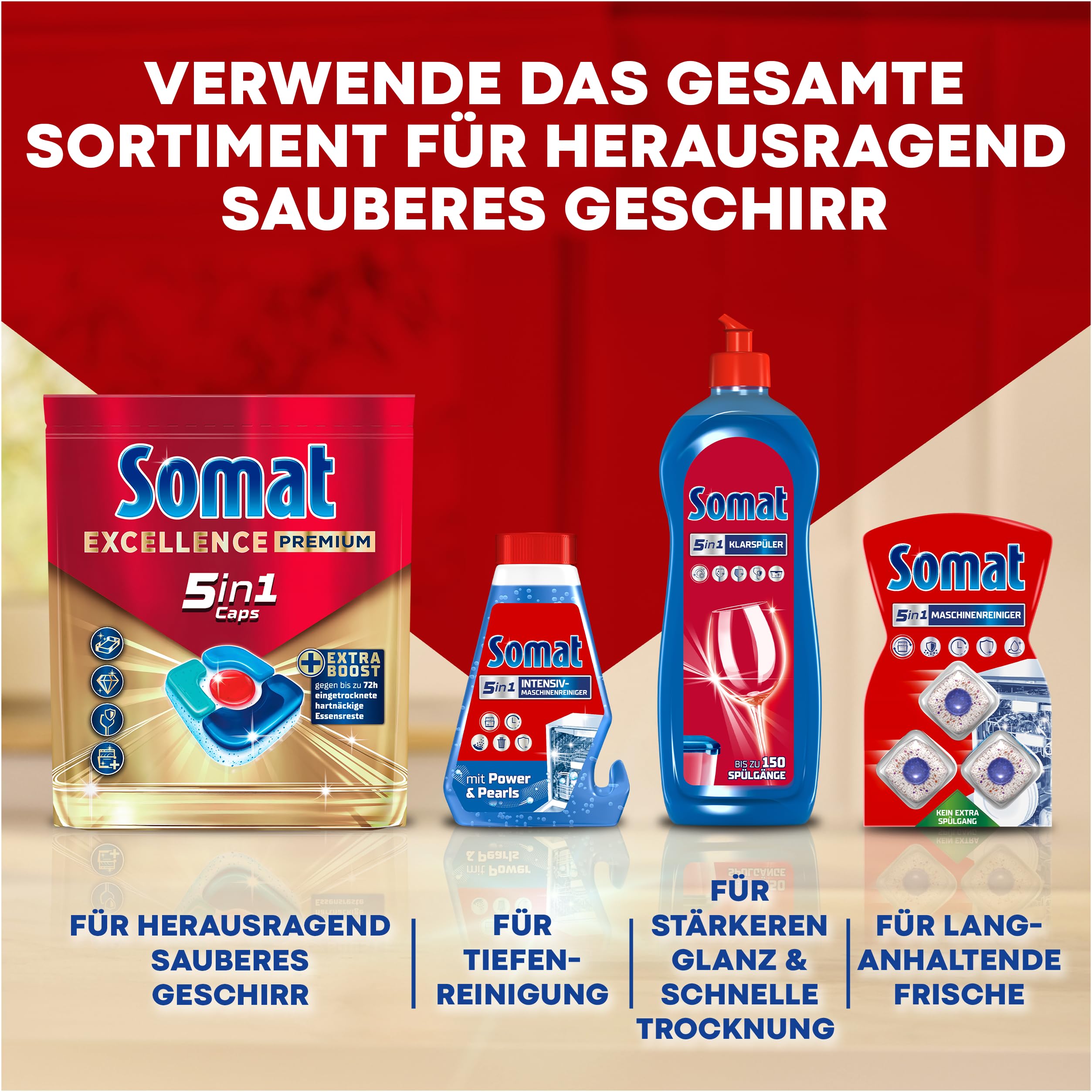 Somat 5in1 Maschinenreiniger (3 Spülgänge), Anti-Kalk Spülmaschinenreiniger für monatlichen Gebrauch, Reinigungs-Tabs für die Spülmaschine für längere Lebensdauer, ohne extra Spülgang 6