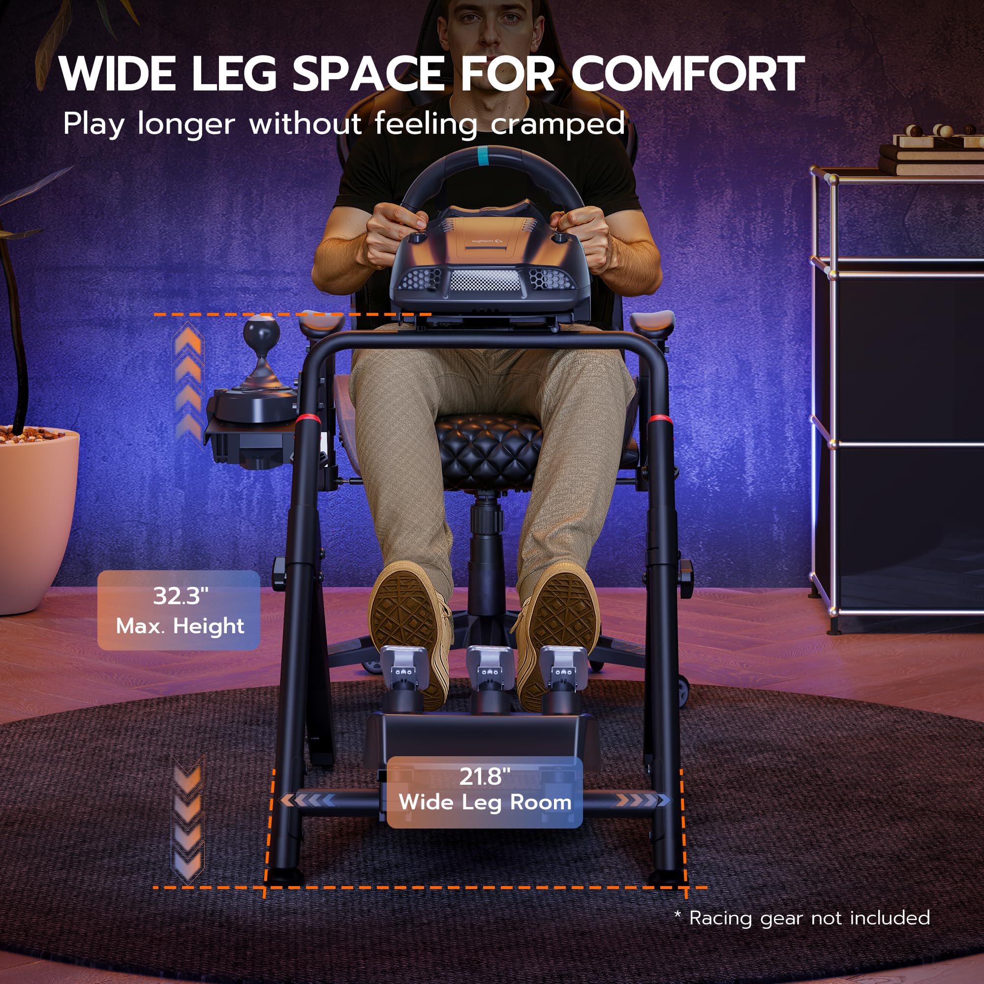 ARES WING Sim Racing Wheel Stand, Cabina de Simulador de Carreras Plegable, Cabina de Carreras de Fórmula y GT Sim Compatible con Fanatec, Thrustmaster, Logitech, Moza, Juegos de Carreras en PS5, PS4, Xbox y PC