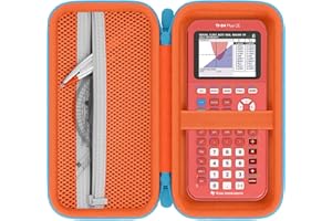 Baval Calculator Case Compatible with Texas Instruments TI-84 Plus CE/TI-84 Plus/TI-Nspire CX II CAS/TI-Nspire CX II/TI-83 Plus/TI-89 Titanium Color Graphing Calculator (Orange Case,Blue Zipper)