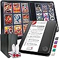 FORZAROCKET Toploader Binder, Holds 252 Cards in Toploaders, 8 INCLUDED, Waterproof PU Leather, Ringless Double-Sided Pages, Archival Safe Pockets, Pleasurable Inner Lining (9 pocket, Jeans Black)