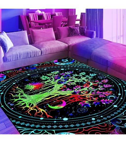 Amazon.com: SEBKQ Galaxy Area Rug Black Light, UV Reactive 3D