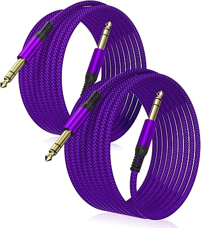Elebase 1/4 Inch TRS Instrument Cable 3M 2-Pack Straight 6.35mm Jack