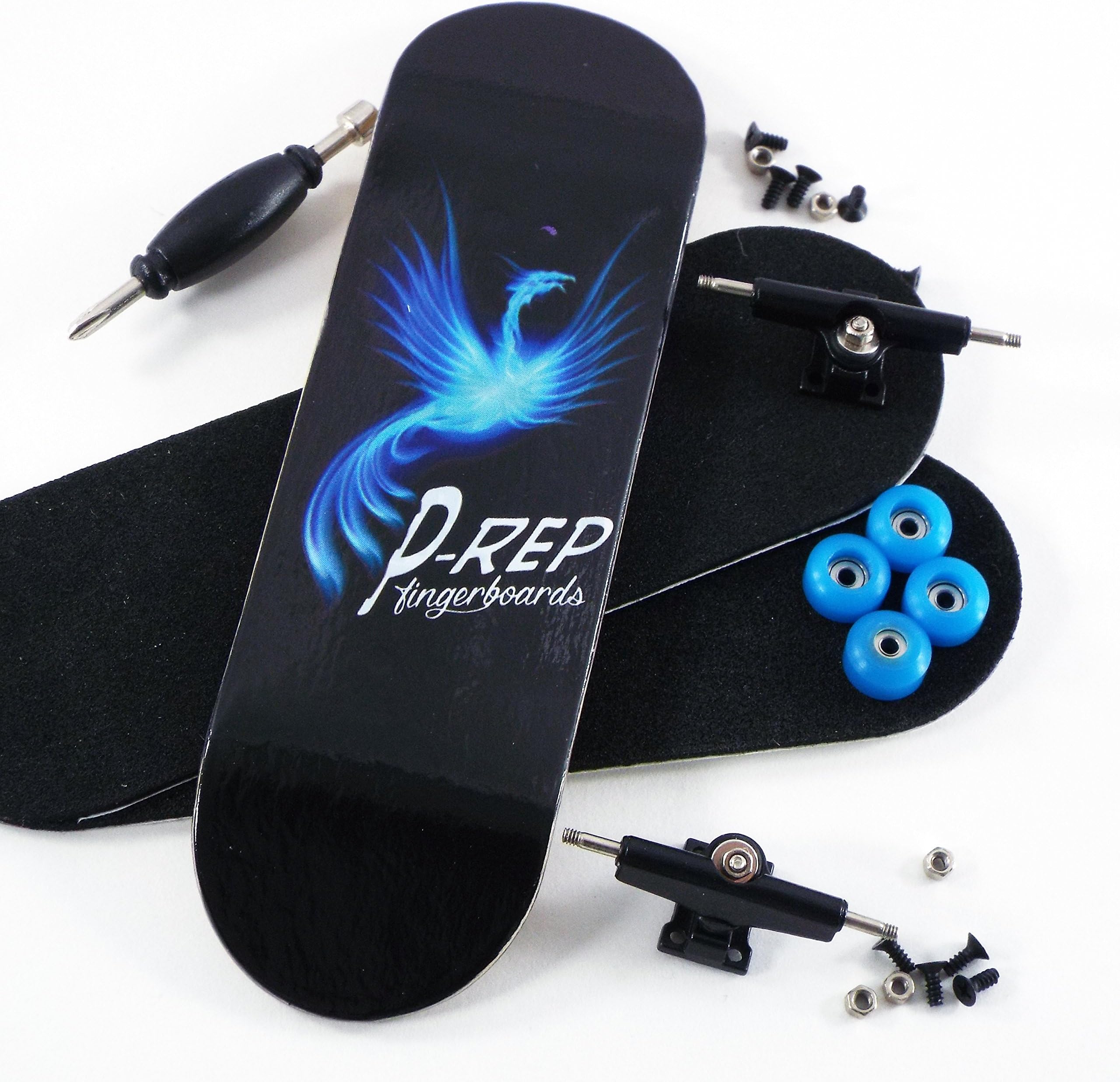 Peoples Republic P-REP Pheonix 30mm Graphic Complete Wooden Fingerboard w CNC Lathed Bearing Wheels