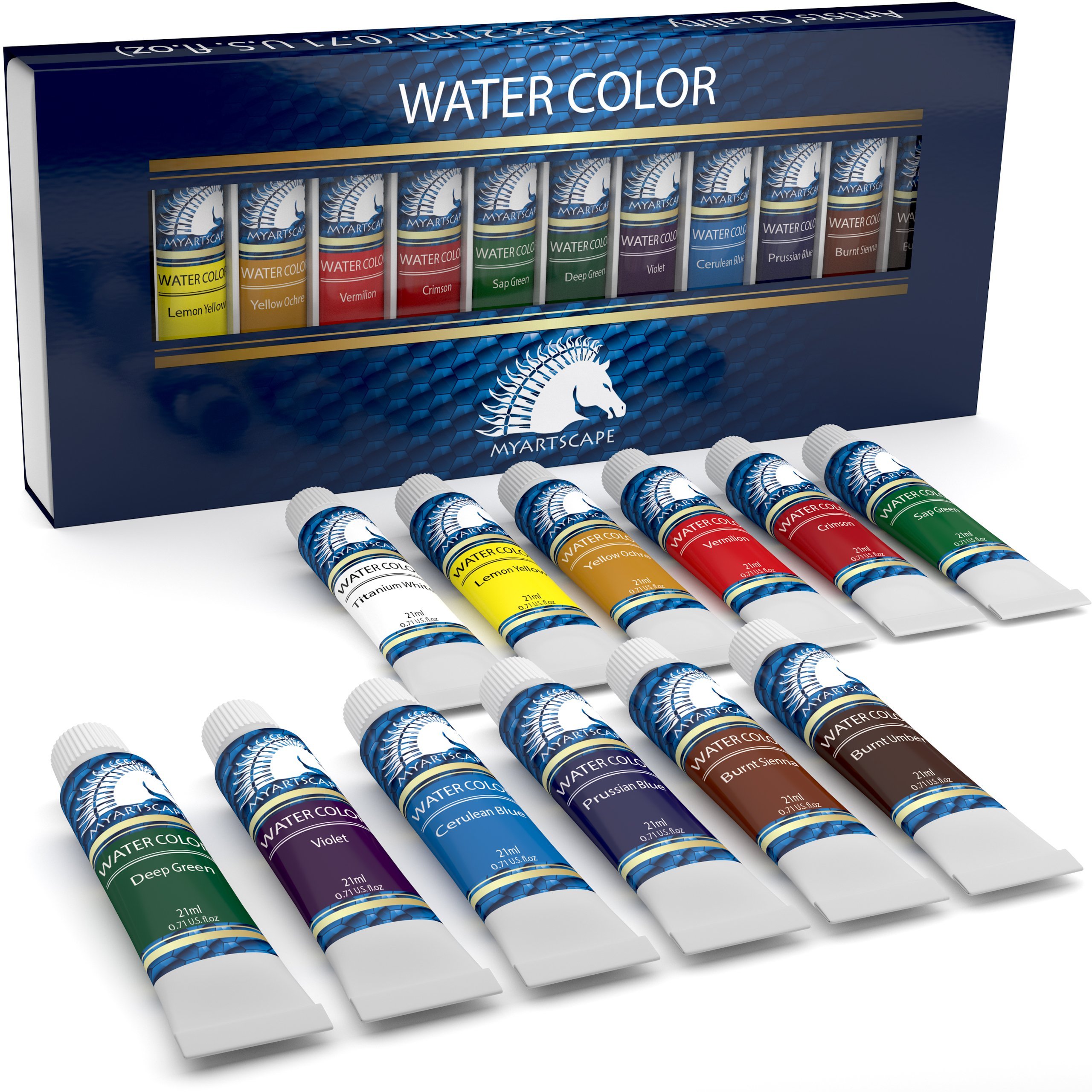 Watercolor Paint Set Artist Quality Paints 12 X 21Ml Vibrant Colors