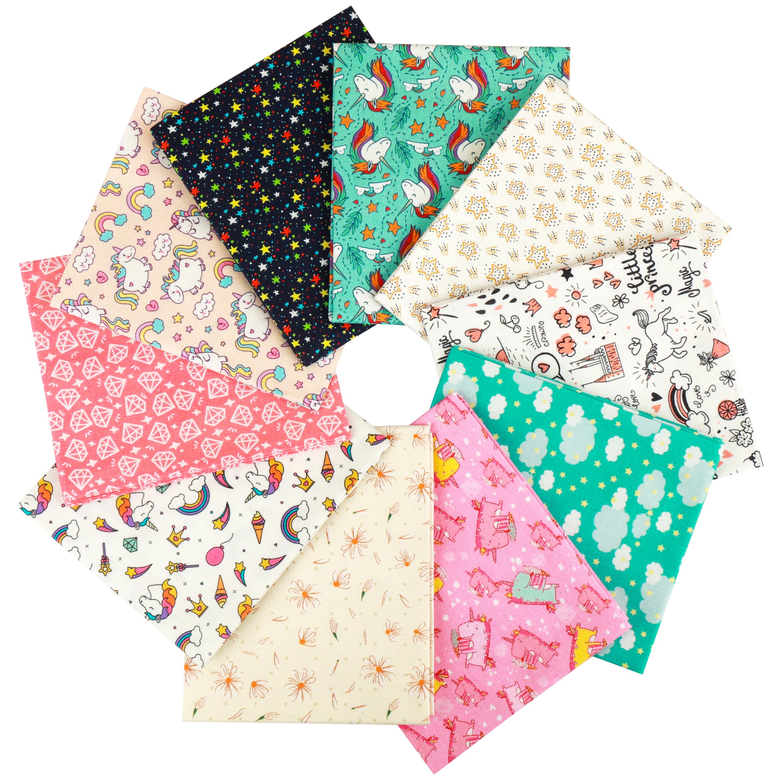 Craftido 10pcs 18”x21”(46x53cm) Fat Quarters Fabric Bundles - Medium Weight 145g - 100% Cotton Fabric for Quilting, Sewing, Patchwork, DIY and Handmade Crafts - Day Dreaming — image 1