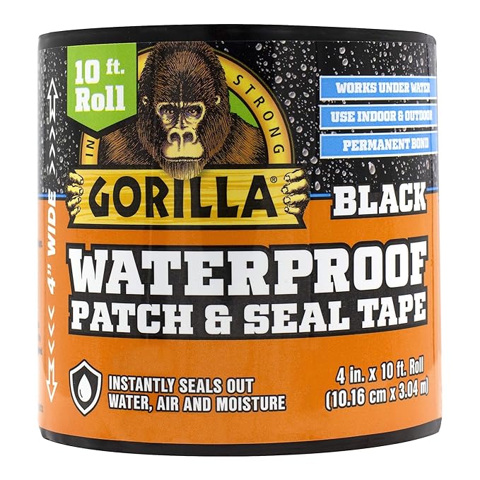 Gorilla Waterproof Patch & Seal Tape 4" x 10' Black, (Pack of 1