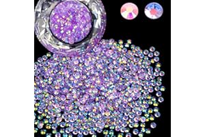 AUREHEN Wholesale Bulk Bag 2000PCS 5mm Resin Flat Back Rhinestone, Transparent Light Purple AB Round Non Hotfix Flatback Rhinestones for Nails, Tumblers, DIY Bling Embellishments, Loose Glitter Crystal Stone