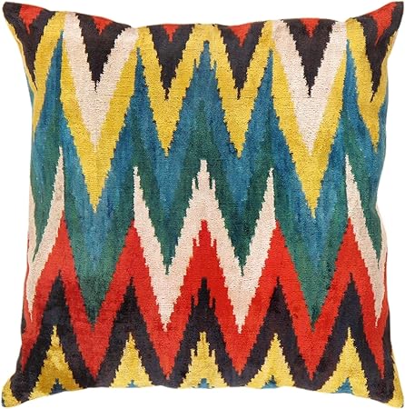 Amazon Com Pasargad Home Pasargad Silk Velvet Ikat Pillow 20 X