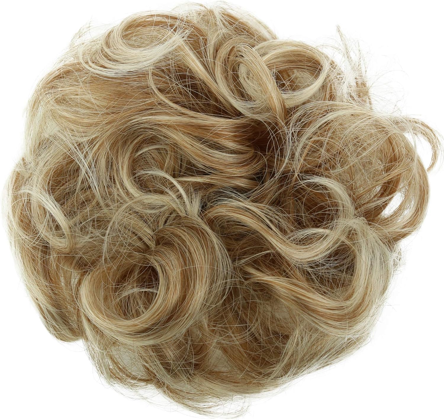 CAISHA Large Hairpiece Scrunchy Instant Updo Curly Messy Bun Blond Mix G7E, blond mix #27T613 G7E, 15 cm x 6 cm - Image 3