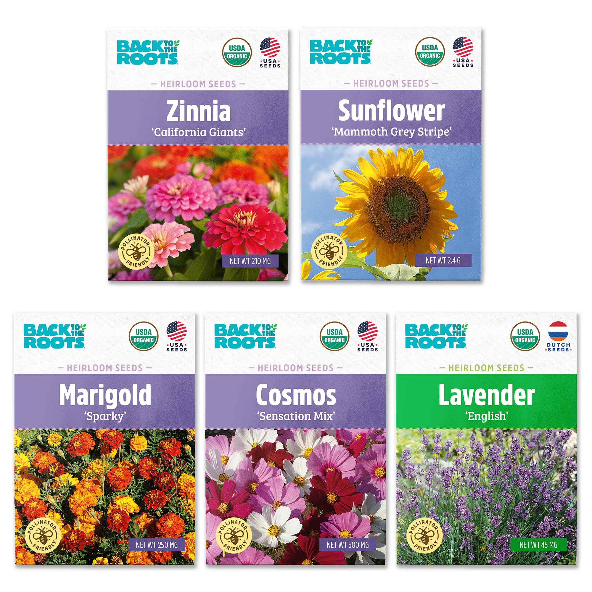 Photo 1 of Back to the Roots Organic Flowers Seeds Variety (5-Pack)