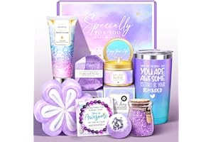 LUCOTIYA Gifts for Women, Birthday Gifts for Women, Sister, Wife, Teacher, 9pcs Lavender Care Package Gifts Set, Get Well Soon Gifts for Woman, Thinking of You Gift ,Christmas Gift Sets for Her