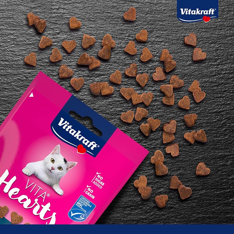 Vita Hearts, Piel y pelo, snack blando para gatos, para el pelo y la piel, con salmón (1x 40g)